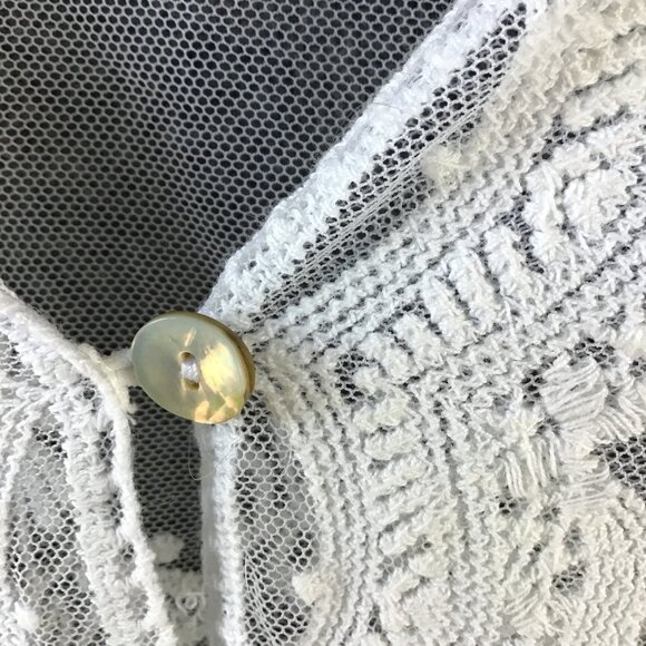 Rabbit Rabbit Rabbit Elbow Sleeve Ivory Lace Shrug Jacket Top Sz L - Picture 7 of 9